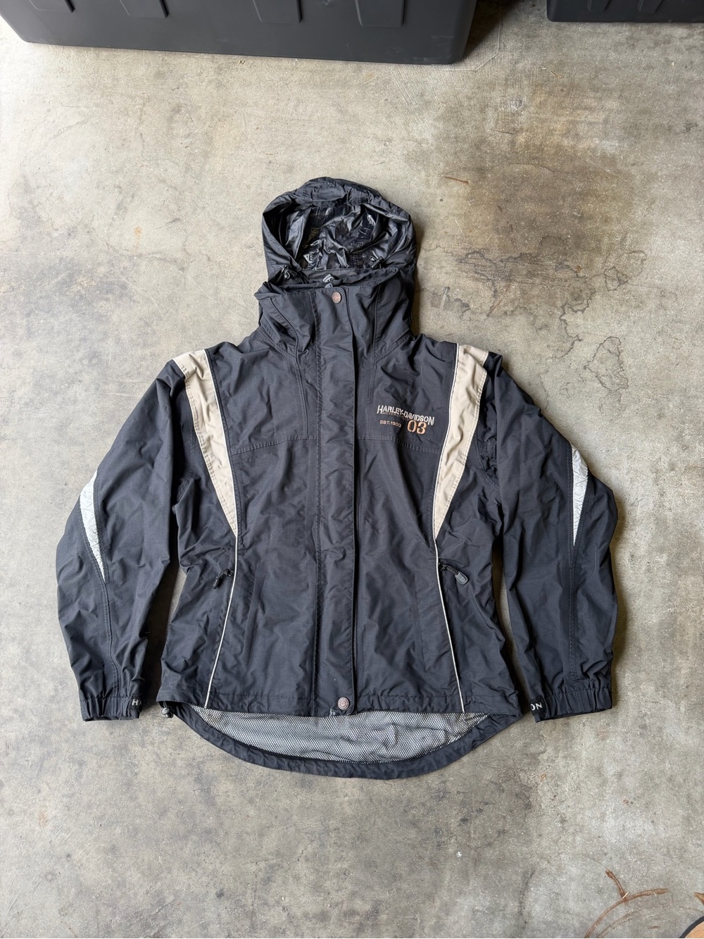 Vtg Harley-Davidson ‘03 Anniversary Reflective Rain Full Zip Moto Jacket Mens M